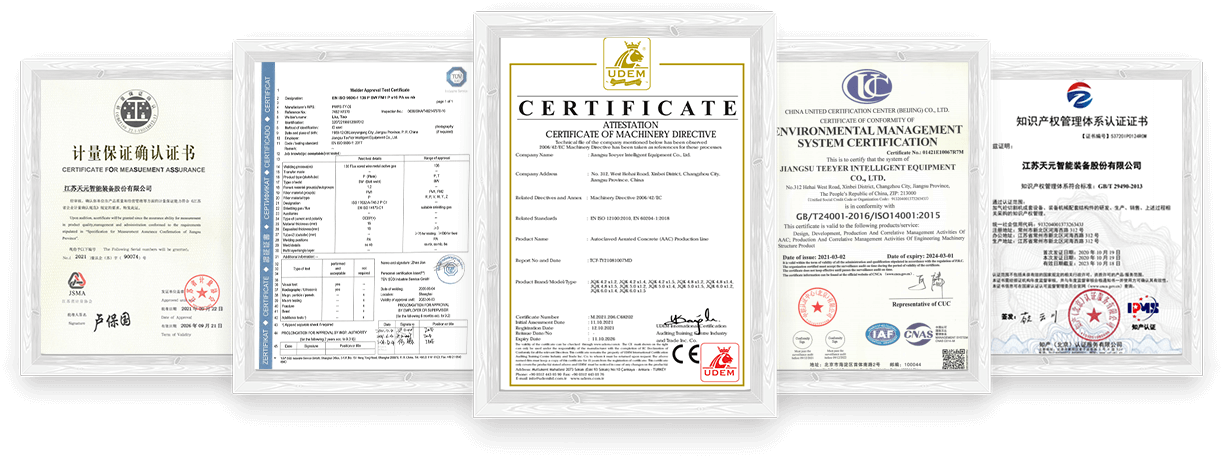 el certificado de autoclave máquina de bloques AAC
